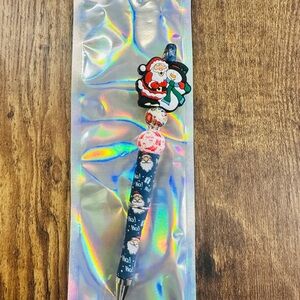 Festive Santa and Snowman Beaded Pen